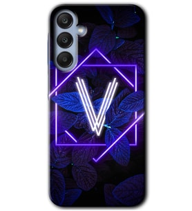 Galaxy A35 Kılıf HD Desen Baskılı Kılıf - Dark Neon Yaprak V Harfi