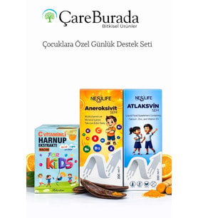 ÇareBurada Çocuklara Özel Günlük Destek Seti Multivitamin, Kalsiyum D3 ve C Vitaminli Harnup Keçib