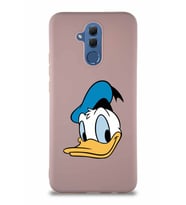 Huawei Mate 20 Lite Soft Premier Kapak Donald Duck-B Tasarımlı Silikon Kılıf - Pudra (Şeffaf)