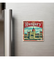 Macaristan Hungary - Posta Pulu Temalı Ülke - Baskılı Buzdolap Magneti Kare - 9x9 cm