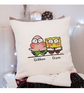 Sünger Bob & Petrick Tasarımlı Yastık Kişiye Özel