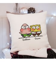 Sünger Bob & Petrick Tasarımlı Yastık Kişiye Özel