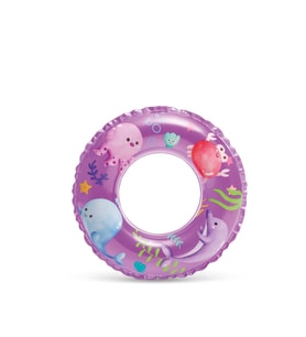Mor Basklı Simit 61 cm (6-10 Yaş) Yüzme Simidi Havuz Deniz Şişme Yüzücü  Sea Ring Pool