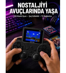 Şarjlı Retro Gamepad Oyun Konsolu 520 Oyunlu TV Çıkışlı El Konsolu