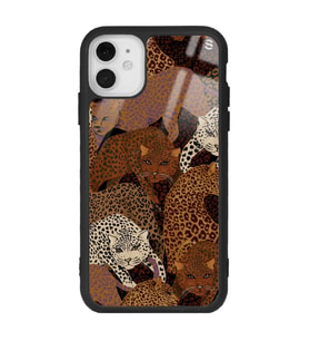 iPhone 11 Leoparlar Tasarımlı Glossy Telefon Kılıfı