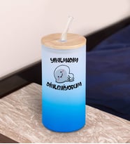 BK Gift Esprili Tasarım Mavi Renk Pipetli Buzlu Cam Bardak 600ml - 12, Arkadaşa Hediye, Doğum Günü Hediyesi