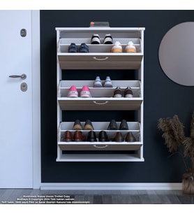 Modilayn VARBİ Asma Antre Hol 72x115x26 cm’ lik 3 Düşer Kapak 6 Göz Bölmeli Ayakkabılık