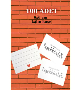 Sipariş Kartı -  100 Adet Tebrik Kartı - Teşekkürler - Teşekkür Kartı -Paketleme