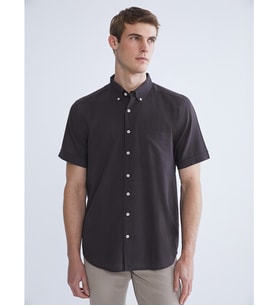 LCWAIKIKI Classic Kahverengi Regular Fit Kısa Kollu Erkek Gömlek
