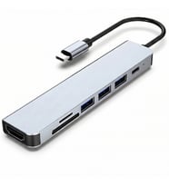 7'si 1 Arada USB C Hub Çoklayıcı Adaptör  HDMI, USB 3.0, PD Şarj Girişi ve Kart Okuyucu Özellikli Tak-Çalıştır Hub (Siyah)