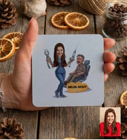 Kişiye Özel Karikatürlü Kadın Diş Hekimi Bardak Altlığı Tıp Bayramı Hediyesi