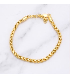 Altın Kaplama İmitasyon Burgu Zincir Model Bileklik BLK-1256 (Gold)