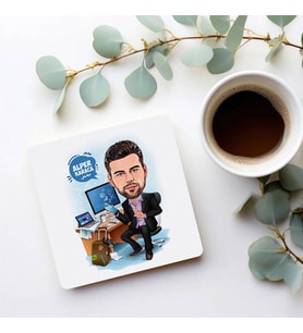 Kişiye Özel Trader Erkek Karikatürlü Bardak Altlığı