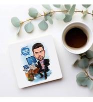 Kişiye Özel Trader Erkek Karikatürlü Bardak Altlığı