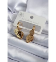 316L Çelik Gold Renk Sallantı Kuru Kafa Model Kadın Küpe 5886 - HPSBYI8973-2062