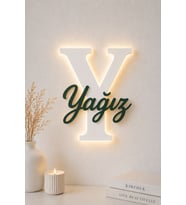 LED Işıklı Kişiye Özel Harf Dekoru Bebek & Çocuk Odası Duvar ve Kapı Süsü