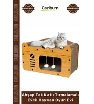 #OyunEvi Modern Kedi Köpek Yuvası Peluşlu Ahşap Tek Katlı Tırmalamalı Evcil Hayvan Oyun Evi