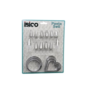 20PCS PASTA SÜSLEME UÇ SETİ= 12-METAL KURABİYE KALIP METAL=3-KALP - 3-YUVARLAK 2-UÇ TUTUCU PLS.ADAPTÖR (4767)