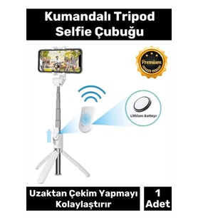 Premium Pratik Ayaklı Stabil Çekim Yapabilen Uzaktan Çekim Özellikli Kumandalı Tripod Selfie Çubuğu