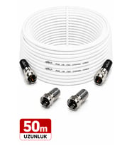 UPTECH HD Uydu Anten Kablosu 50 Metre F Konnektörlü Full HD 4K TV Kablosu