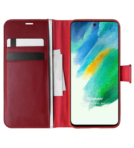 Microsonic Samsung Galaxy S21 FE Kılıf Delux Leather Wallet Kırmızı