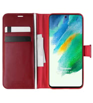 Microsonic Samsung Galaxy S21 FE Kılıf Delux Leather Wallet Kırmızı