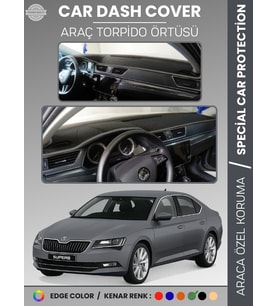 SKODA SUPER B (2015-2020) Torpido Örtüsü Ön Göğüs Halı Torpido Koruma Tam Uyum Kaymaz UV Koruma