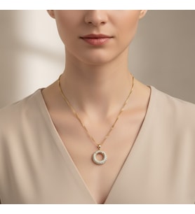 STİL İNCİSİ/XUPING JEWELRY DAİRE ZİRKON TAŞLI KOLYE (Altın Rengi)