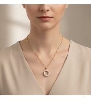 STİL İNCİSİ/XUPING JEWELRY DAİRE ZİRKON TAŞLI KOLYE (Altın Rengi)