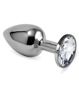 Silver Medium Beyaz Kristal Taşlı Metal Plug