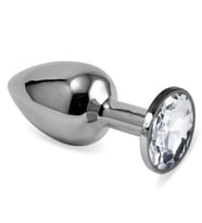 Silver Medium Beyaz Kristal Taşlı Metal  Plug