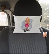 BK Gift Kişiye Özel İsimli Kadın Doğum Günü Karikatürlü Dikdörtgen Araç Koltuk Yastığı-1