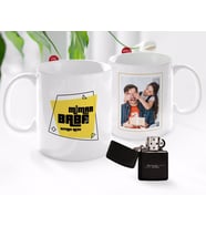 BK Gift Kişiye Özel Babalar Günü Hediyesi Fotoğraflı Kupa Bardak ve Benzinli Çakmak Seti-66 (Model 1)