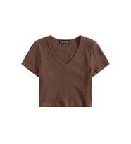 Kadın Basic Crop V Yaka Kaşkorse T-shirt