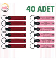 Kırmızı & Pembe, 40’li Set, İsimli Anlamlı Deri Anahtarlık, Baby Shower Etkinliğine Özel Anı