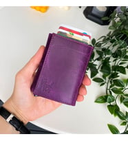 Modica Pescol - Hakiki Deri RFID Korumalı Otomatik Mekanizmalı Akıllı Kartlık/Cüzdan (Mor)