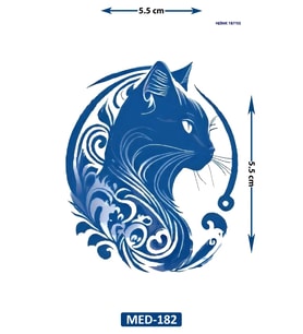 Lider Kedi 5 cm Minimal geçici Dövme Yarı Kalıcı Geçici Dövme
