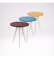 Zigon 12864 Model Sehpa Kayın Torna RETRO Ayak Parlak 3 Renk MDF tabla EL Yapım (Mavi)
