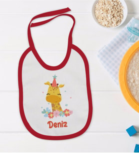 BK Kids Kişiye Özel İsimli Kırmızı Bebek Mama Önlüğü-24