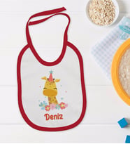 BK Kids Kişiye Özel İsimli Kırmızı Bebek Mama Önlüğü-24