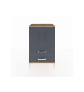 Hyperion Komodin 2 Raflı 2 Çekmeceli 2 Kapaklı 60x44x96 Çam-Antrasit