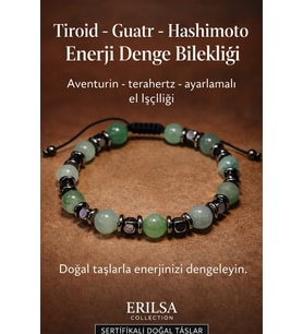 Sertifikalı Tiroid Guatr Hashimoto Enerji Denge Bilekliği – Aventurin ve Terahertz Doğal Taş (Çok Renkli)