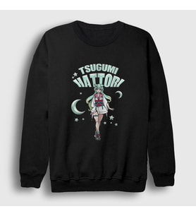 Presmono Unisex Siyah Hattori Tsugumi Anime Orient Sweatshirt 485001tt