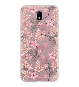 Samsung Galaxy J7 Pro Kapak Floral Kırmızı Tasarımlı Şeffaf Silikon Kılıf