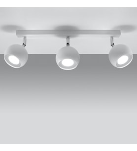 Rsylight Retro Beyaz 180 Derece Hareketli Modern Spor 3 Lü Led spot Avize Günışığı Ampullü
