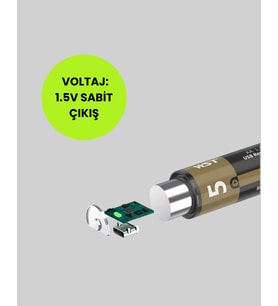 Northcity 1.5V AA Şarjlı Lityum Pil - Hızlı Type-C Şarj (2 Adet) - 1000+ Döngü, En Uzun Ömür