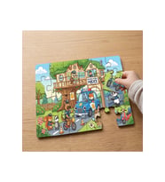 Sehirdeki Sevimli Polisler Tasarımlı 24 Parça Ahşap Çocuk Puzzle