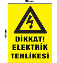 Metal Dikkat Elektrik Tehlikesi 30 cm x 40 cm A3 Büyüklüğünde Uyarı Levhası Yönlendirme Tabelası