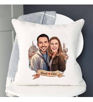 Sevgiliye Hediye Kişiye Özel Eminönü ve Aşkımız Karikatürlü Yastık