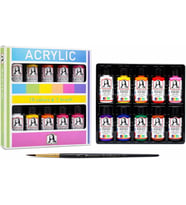 Mona Lisa Akrilik Boya Seti 10 Renk 40 ml. Tuval, Ahşap, Taş, Seramik ve Hobi Boyama İçin Yoğun Pigmentli Sanat Boyası Fırça Hediyeli Plastik Şişe 10lu Set